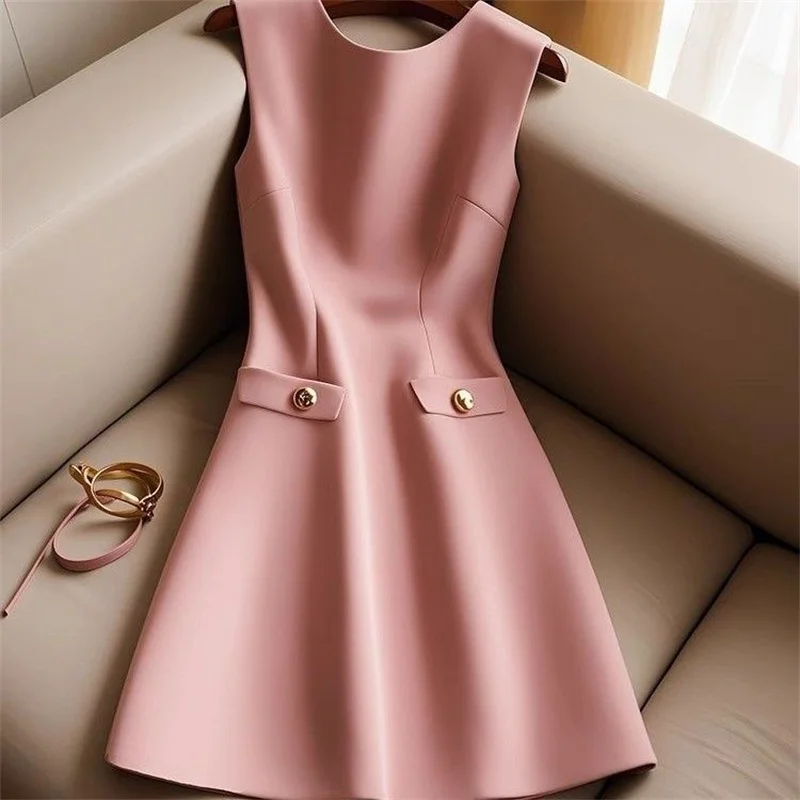 Новое летнее корейское элегантное мини-платье трапециевидной формы женское