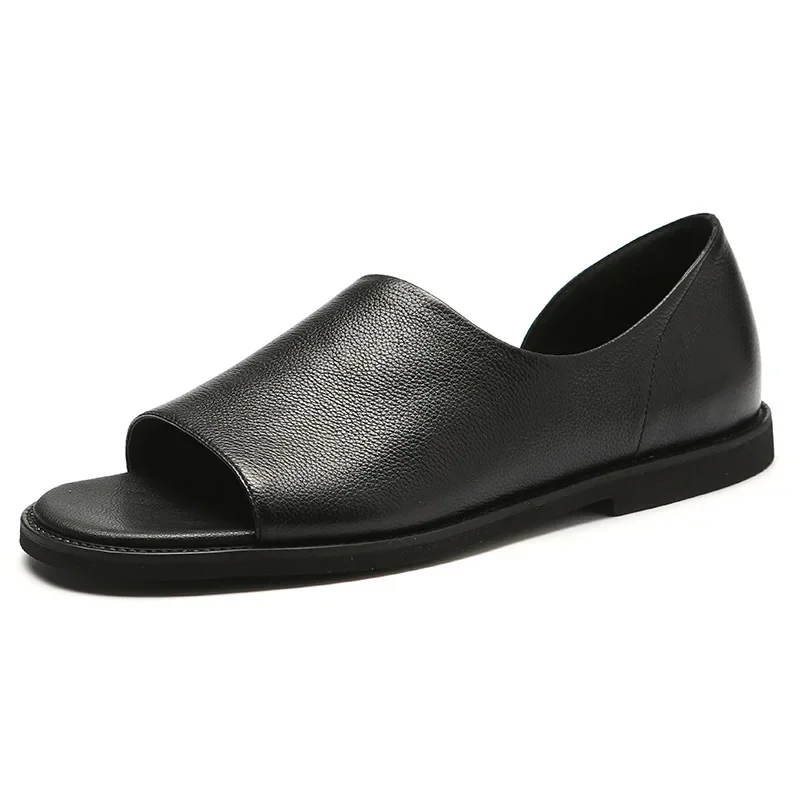 Мужские сандалии новые летние дизайнерские пляжные туфли из коровьей кожи