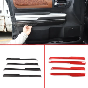 For Toyota Tundra 2014-2021 ABS Red/Carbon fiber Car Door Armrest Lower Trim Decorative Stickers Car Interior Accessories