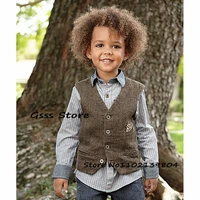 kids suit vest herringbone sleeveless jacket vintage tweed boy waistcoat wedding formal baby vests