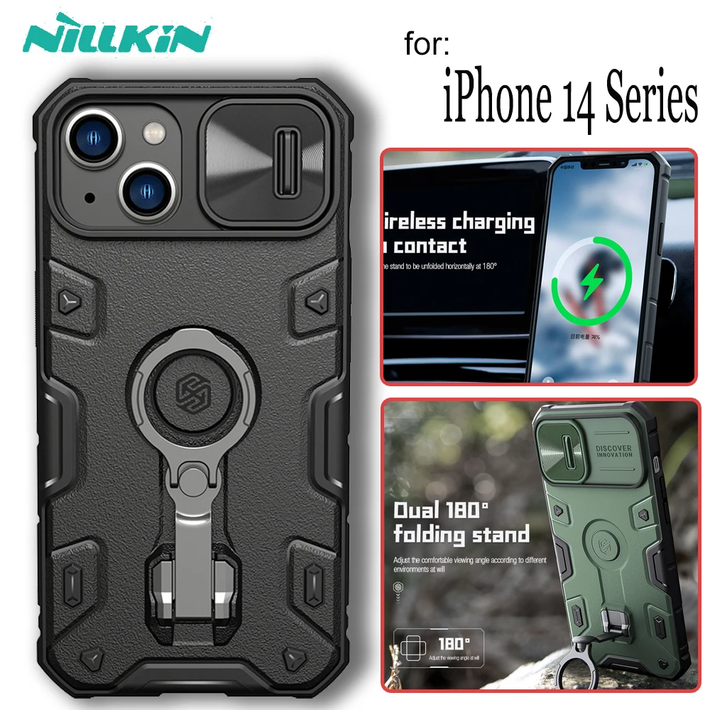 

Nilkin For iPhone 14 Pro Max Case NILLKIN for Magsafe Magnetic Aromr Rugged Slide Camera Protect Lens Back Cover for iPhone14