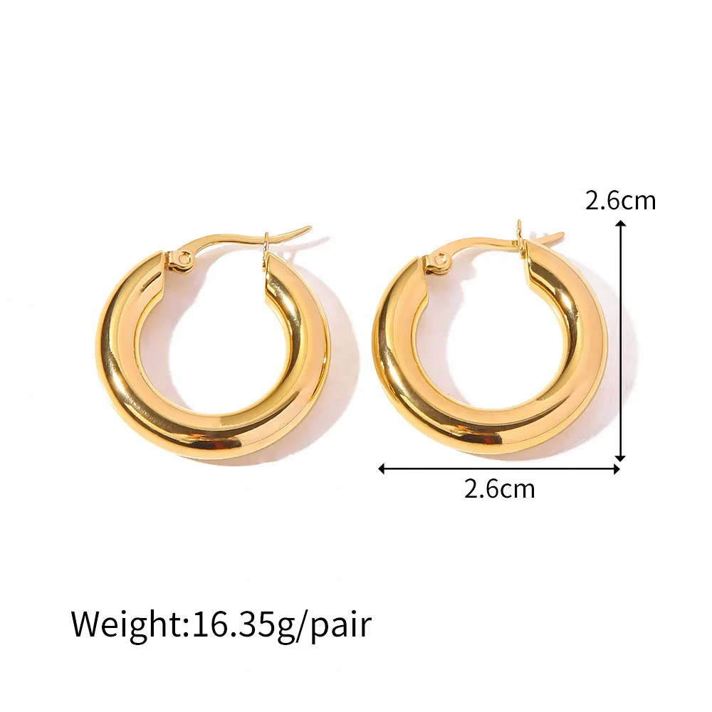 Stainless Steel PVD 18K Gold Plated Tarnish Simply Shiny  Hoop Earrings For Woman Jewelry Wholesale 2023 Trendy