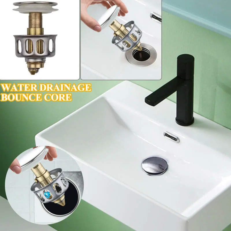 

Drain Sink Plug Universal Wash Basin Pop Up 35MM Bounce Bathroom Drain Filter