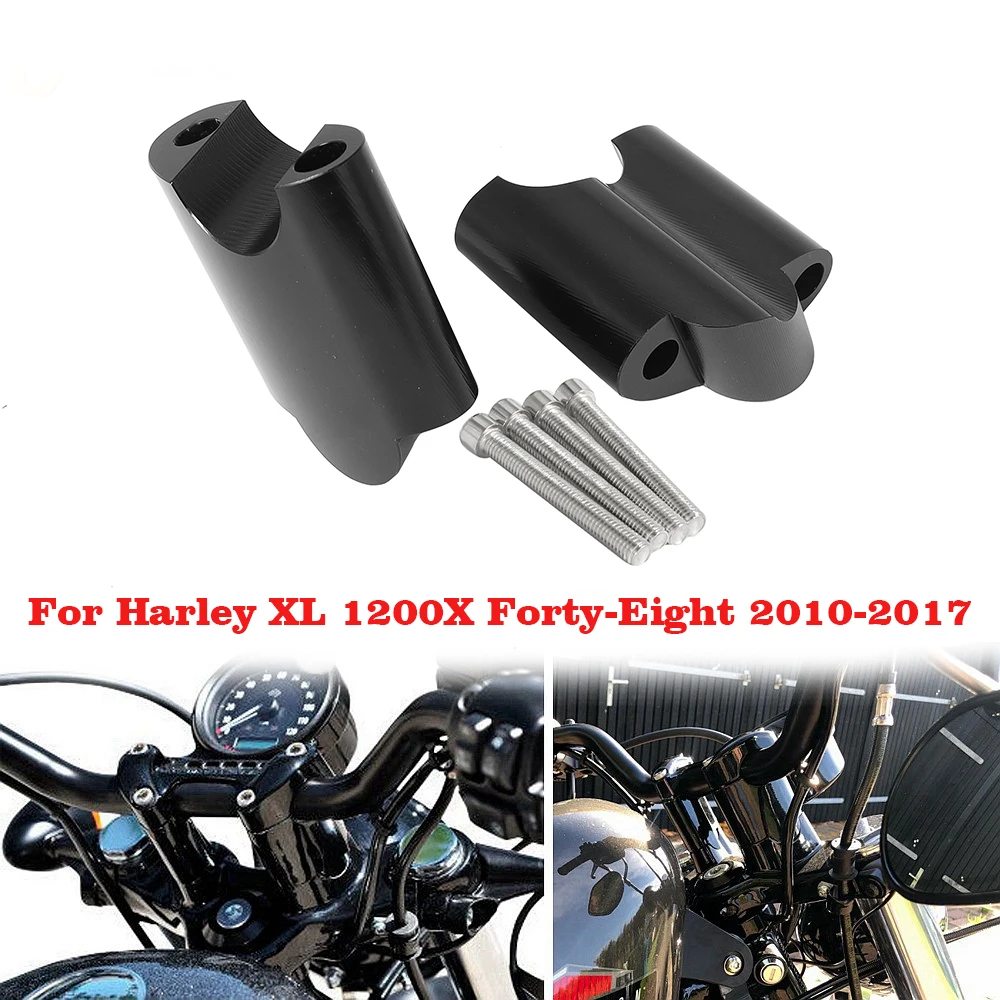 Черный Алюминиевый Подъемный Руль 2 Дюйма С Точностью ЧПУ Для Harley Sportster XL1200 XL48 2010-Up