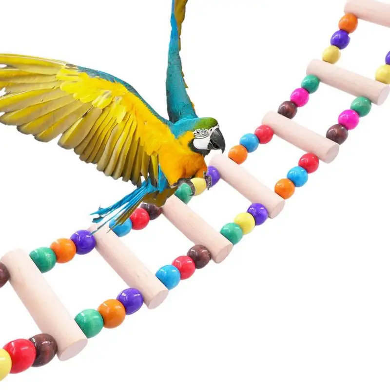 

Wooden Parrot Ladder Stable Bendable Ladder Chew Toy Multifunctional Hammock Swing Toy Flexible Pet Bird Cage Accessories For
