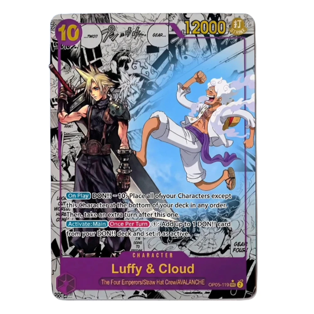 Фото Карточка ONE PIECE с изображением Луффи из Gear 5 / Клауда, коллекционная карточка с фан-артом, реалистичные аниме-карточки с голографической фольгой. №2