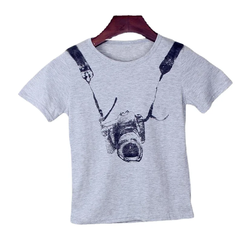 

Summer Toddler Kids T Shirts Kids Boys Short Sleeve T Shirts Camera Print Cotton Tops 2-6 Years Old Casual Clothes Kids Boys