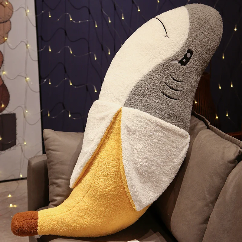 Kawaii Transform Shark Banana Plush Toy Stuffed Cute Backpack Pendant Doll Animal Pillow Soft Cartoon Cushion Kid Christmas Gift