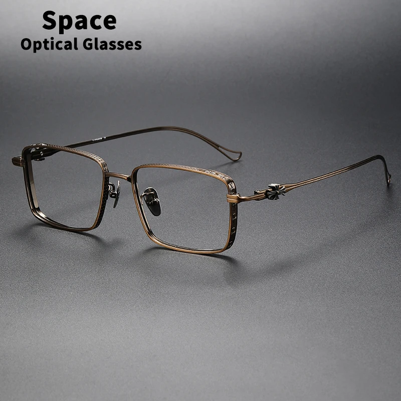 

Квадратные большие очки ручной работы из чистого титана, мужские Оптические очки, женские очки для чтения при близорукости, качественные очки