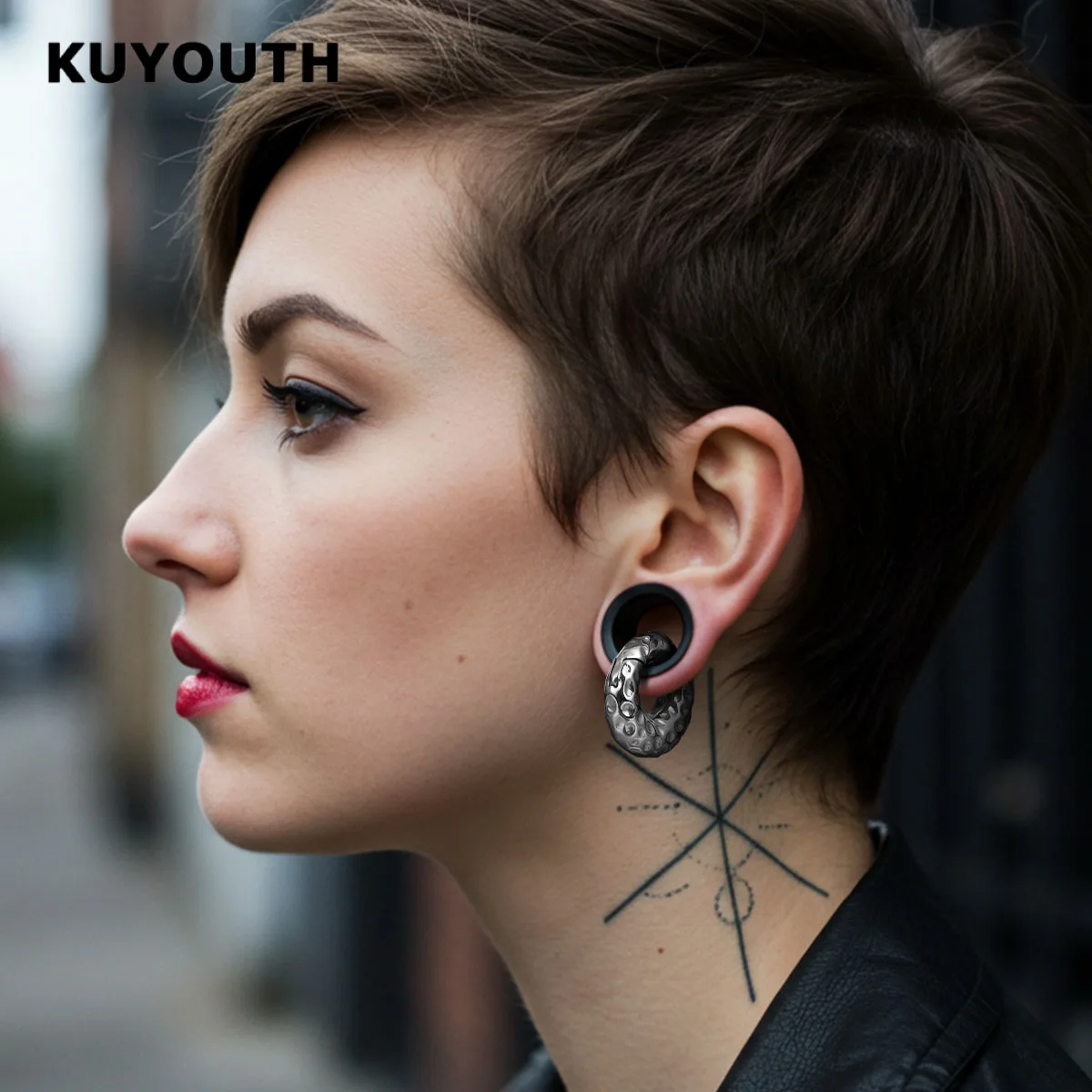 KUYOUTH Кованые расширители для ушей из нержавеющей стали - 2 шт. беруши, манометры, носилки, гипоаллергенные украшения для пирсинга (art.: 3920cfce631df) - 3920cfce631df