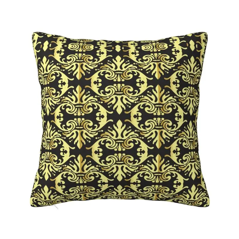 

Золотистая и черная наволочка из Дамаска в стиле барокко, Европейский бархатный милый чехол с цветочным узором, декоративный чехол для дома