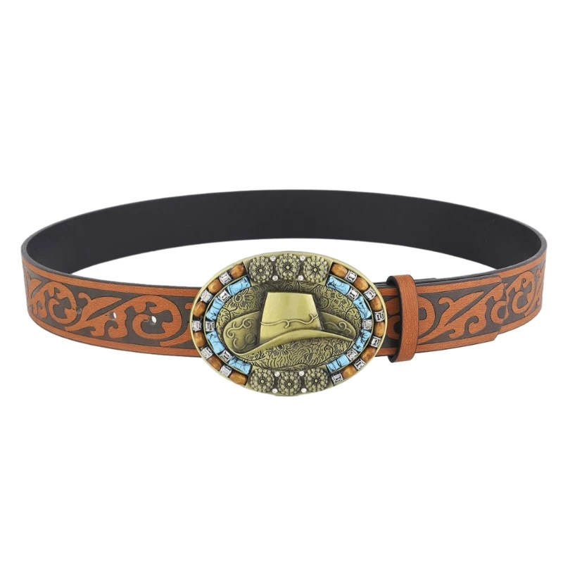

50JB Universal Male PU Belt Luxurious Adjustable Buckle Waist Strap Punk Belt