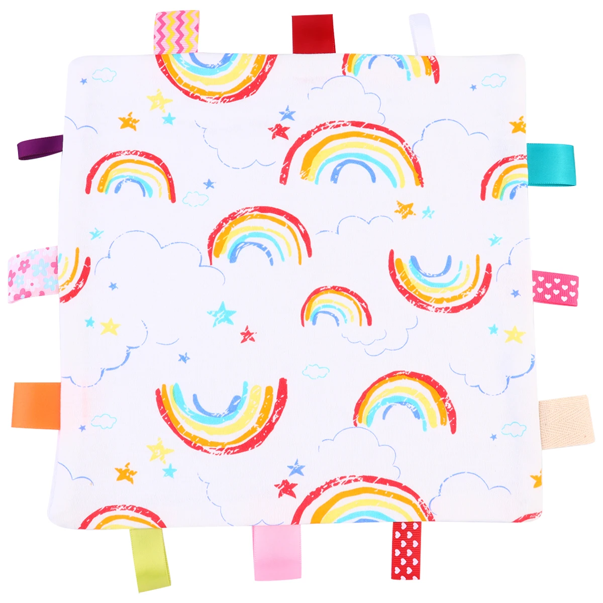 

Newborn Baby Appease Towel With Colorful Tags Soft Cotton Soother Teether Infants Comfort Sleeping Nursing Cuddling Blanket Toys