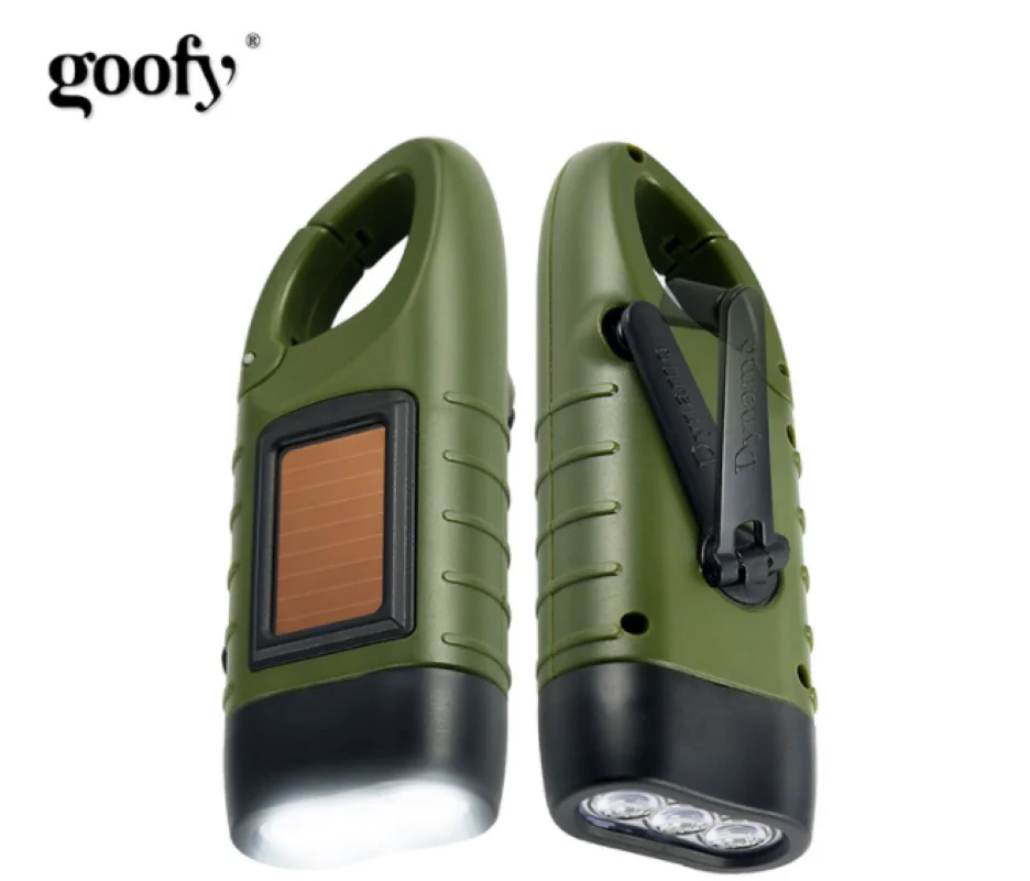 Outdoor Hand-cranked Led Flashlight Strong Light Solar Charging Emergency
