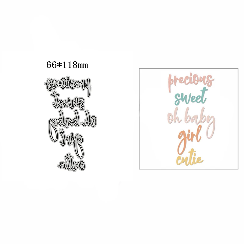 

New Precious Sweet Oh Baby Girl Metal Cutting Die Scrapbook Template Cutting Card Making Decorative Relief Photo Album Crafts