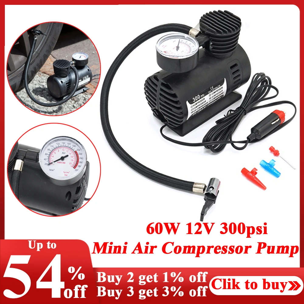 Pump Dc 12v 300psi Auto Car Electric Tire Inflator Pump Gauge For Bicycle Motorcycle Kayak