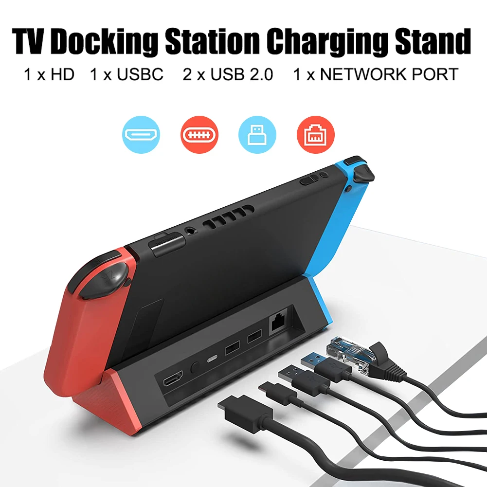 

Док-станция для телевизора, зарядная подставка для Nintendo Switch / Switch OLED, замена 4K HDMI-совместимый адаптер для Nintendo Switch