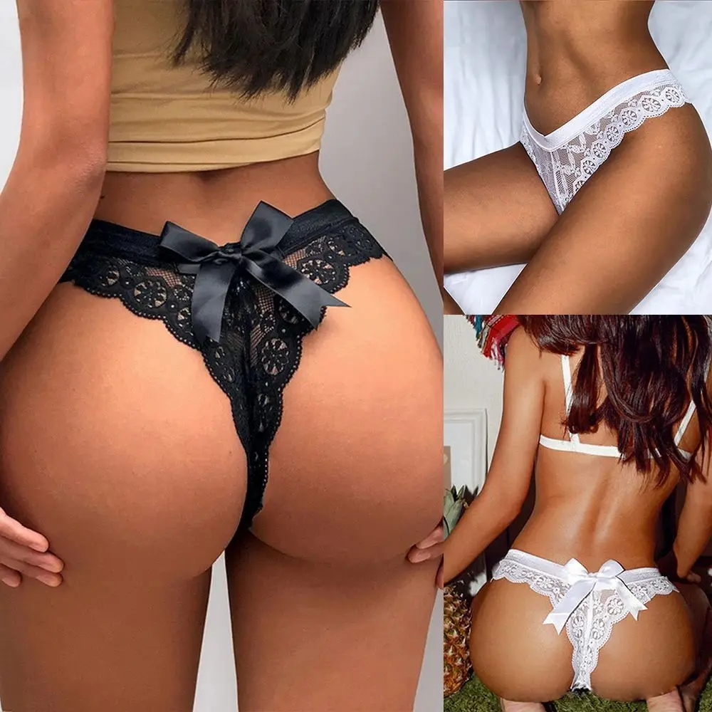 

Ladies Underpants Sexy Transparent Women's Underwear Hollow Bow Panties G String Thong