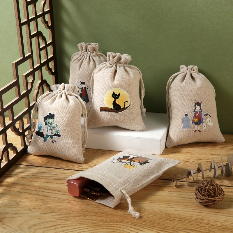

5pcs Happy Halloween Candy Bag Gift Cookle Bags Biscuits Snack Plastic Packaging Poket Party Decoration Supplies
