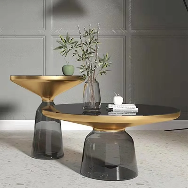 

Прозрачный стеклянный чайный столик, скандинавские журнальные столики, Круглый боковой столик для гостиной, Современная креативная мебель, декор для концевых столов