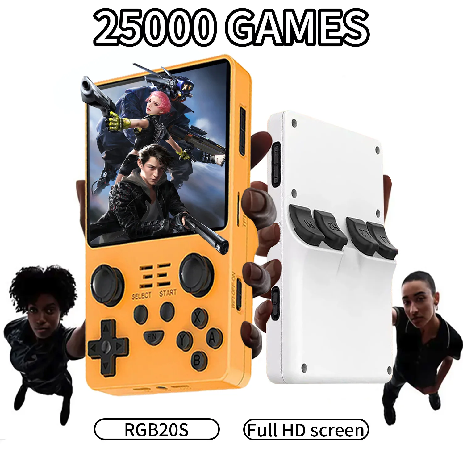 

POWKIDDY New RGB20S Handheld Game Dual Card Console Retro Open Source System RK3326 3.5-Inch 4:3 IPS Screen Built-in 20000+Games