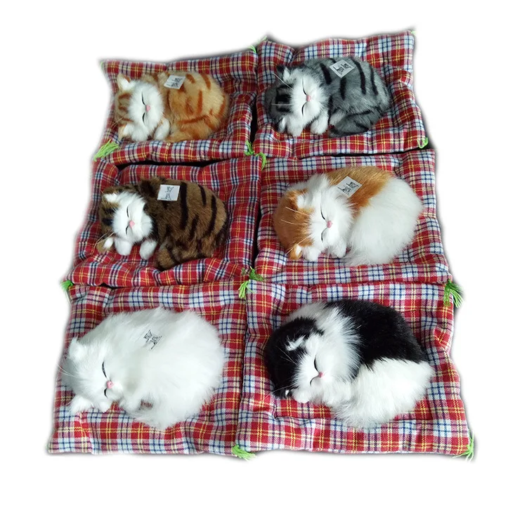 

Stuffed Toys Kawaii Simulation Sounding Lazy Sleeping Cats Plush Toy With Nest Children's Favorite Birthday Christmas Gift