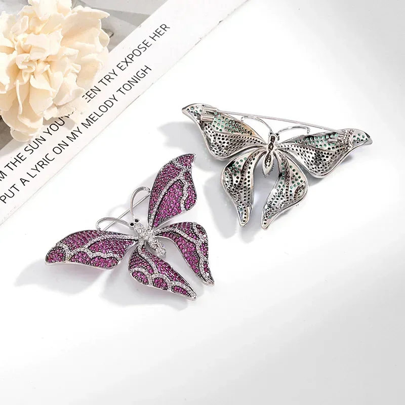 

Luxury Shiny Butterfly Pins for Women Wings Brooches Corsage Clip Gold Lapel Pin Zircon Gifts Chic Wedding Jewelry