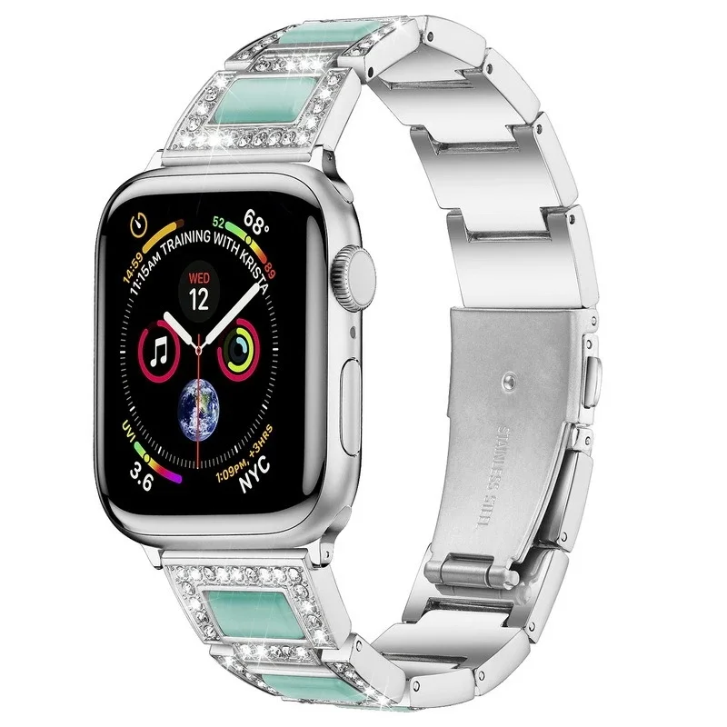 For Apple Watch Metal Gemstone Strap Wristband with Diamonds for Apple Watch Series 7 6 5 45mm  44mm 41mm 40mm Accessories
