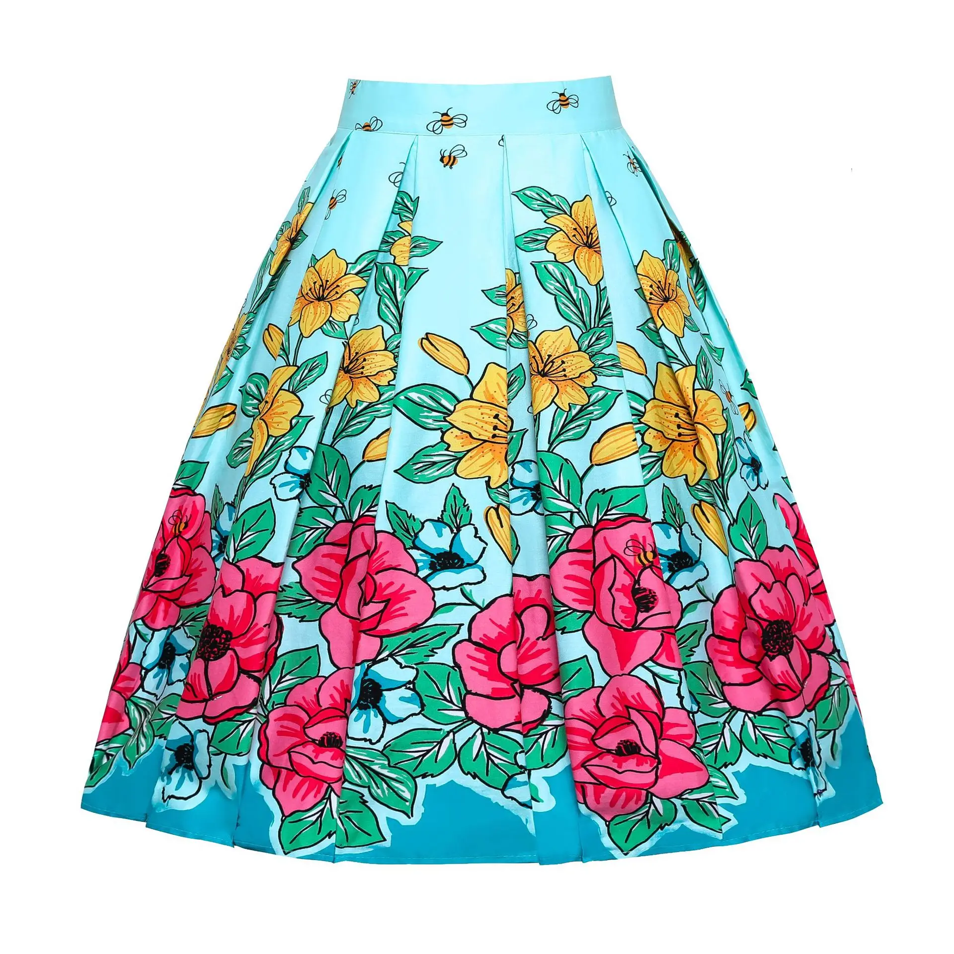 2021 в винтажном стиле Сезон лето Повседневная юбка размера плюс с цветочным