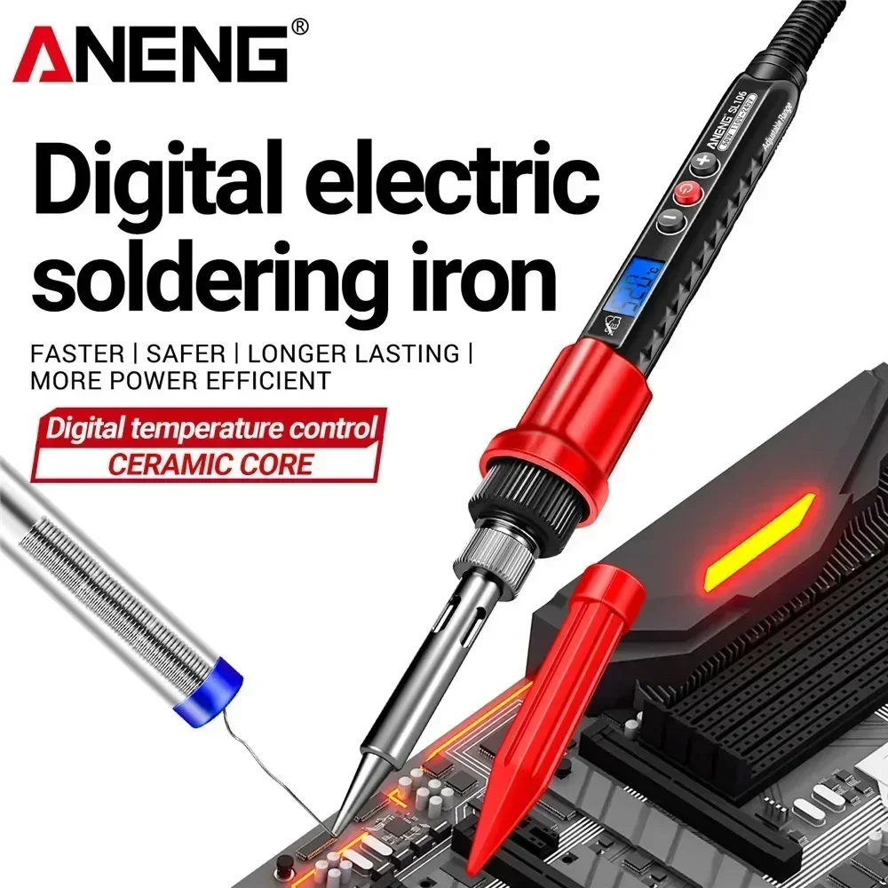 Электрический паяльник ANENG SL106 60 Вт с цифровой европейской вилкой регулирование
