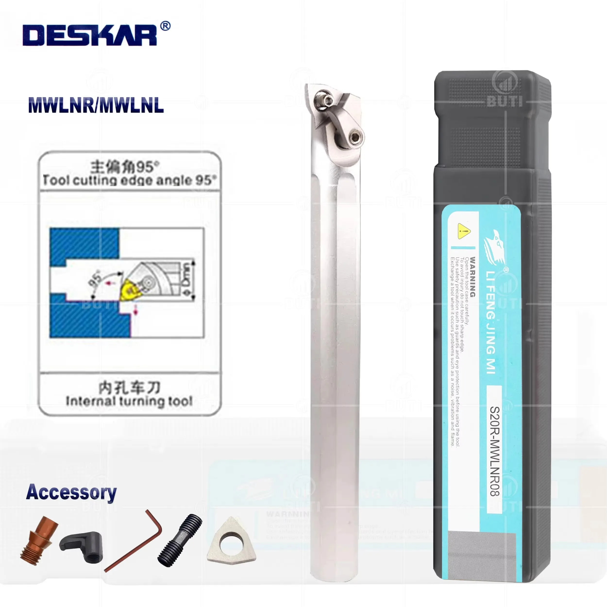 Фото DESKAR 100% оригинал S16Q S20R S25S MWLNR/L06 MWLNR/L08 Токарный станок с ЧПУ Токарные инструменты с внутренним отверстием Белый держатель лезвия Режущий резак №2