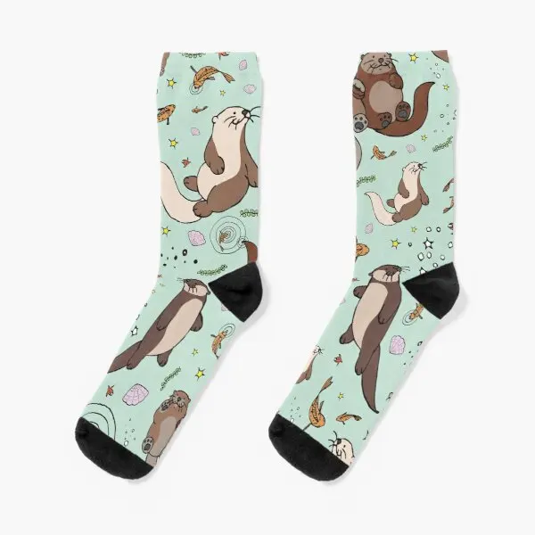 

Sea Otters Crew Socks Autumn Cotton Sports Mens Best Unisex Black Winter Girls Funny Ladies Cartoon Women Breathable Pattern
