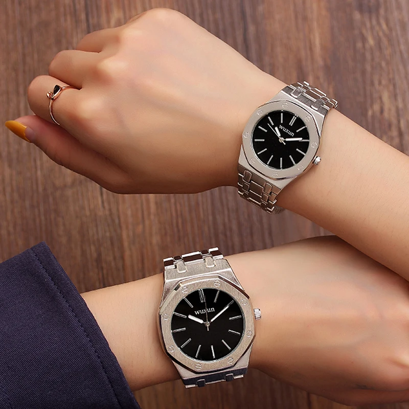

New Hot Geneva Couple Watch Steel Belt Student Quartz Watch Explosion Watch Gift Relojes Mujer Casual Dress APB12