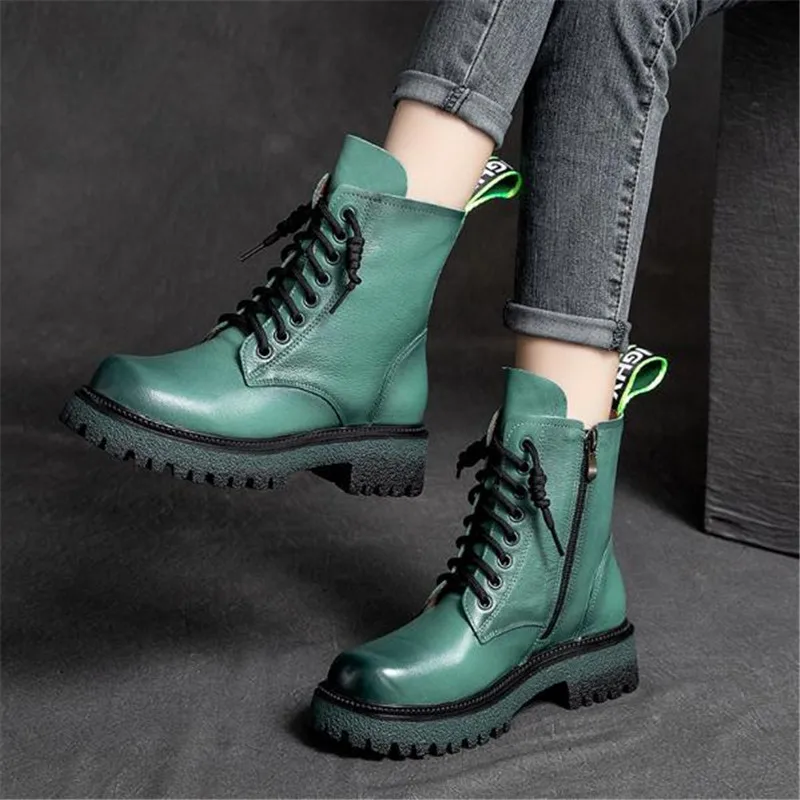 

Женские ботильоны из натуральной кожи на молнии, с круглым носком