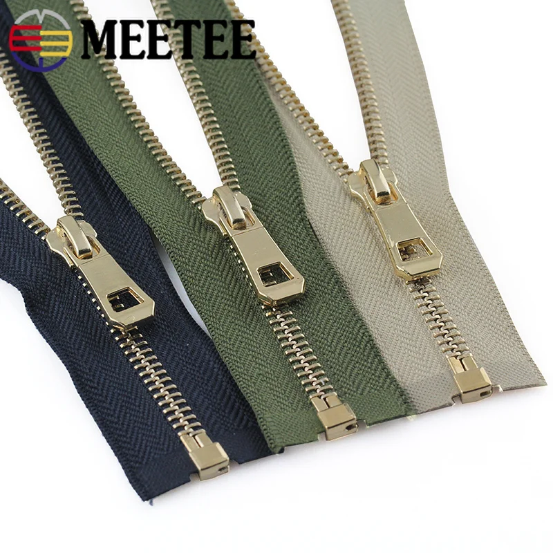 Meetee 2 шт. 35-85 см 5 # металлическая молния золотые серебряные зубы открытые сумки