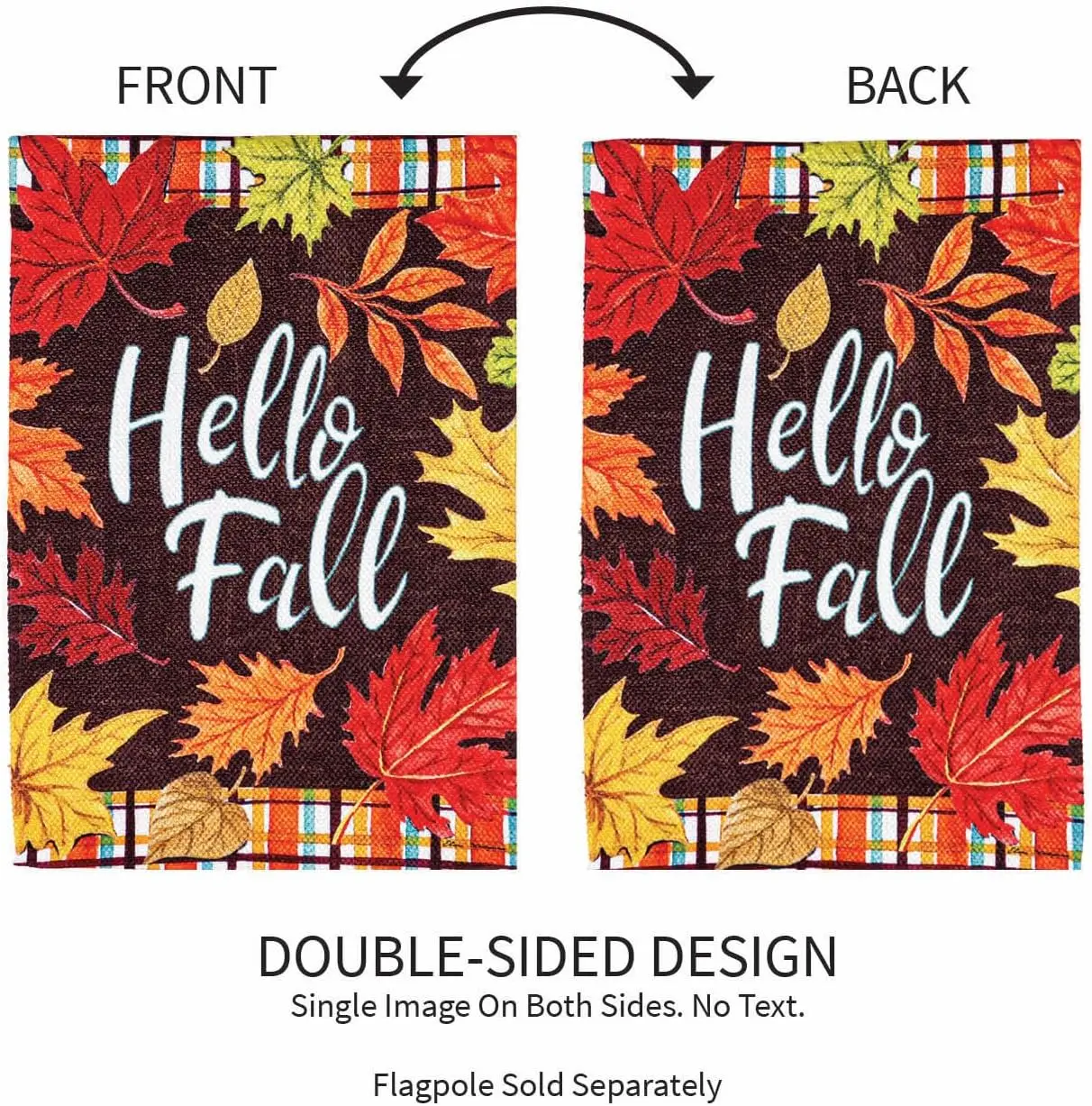 Вечнозеленый флаг в клетку Hello Fall Garden Текстурированная замша Добро пожаловать