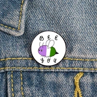 genderqueer pride bee you pin custom brooches shirt lapel teacher tote bag backpacks badge cartoon gift brooches pins for women