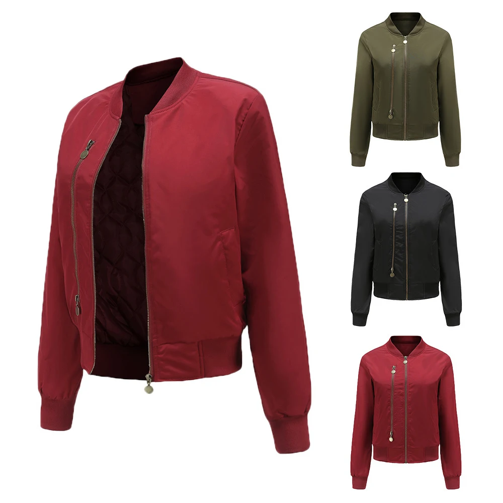 

Pilot Jackets Women's 2022 New Winter Zipper Coats Long Ribbed Sleeve Female Clothing Autumn Fashion Ladies With Pocket Outwear