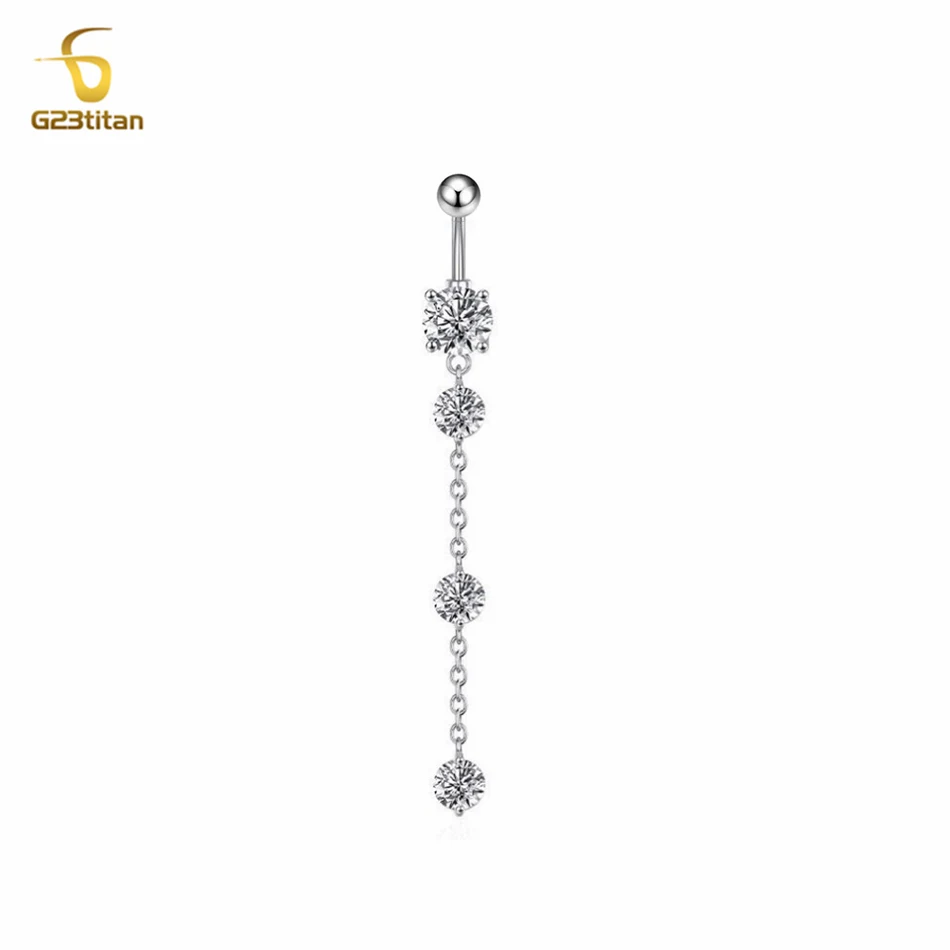 Цепочка из циркония для пирсинга пупка