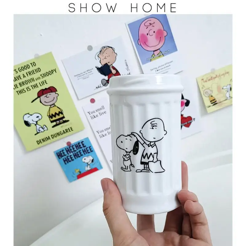 13*8Cm Japanese Snoopy Series Cartoon Ceramic Printing Mug Kawaii Anime Children Household Breakfast Milk Oatmeal Cup for Gifts