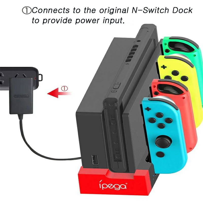 Зарядная Док-станция Nintendo Switch Joy Con С 4-слотовым Зарядным Устройством Совместимая