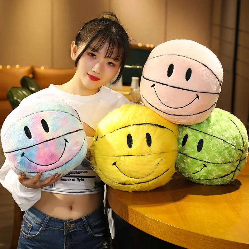 

30cm Fun Smile Basketball Plush Toy Stuffed Soft Plushie Creative Colorful Ball Pillow Doll Toys for Kids Children Birthday Gift