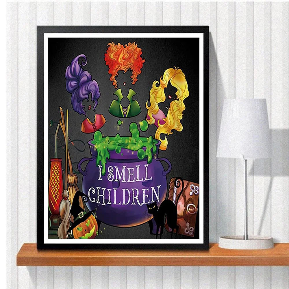 1 Шт. DIY 5D Алмазная Живопись Полная Круглая Дрель Тыква Дьявол Картина Горный