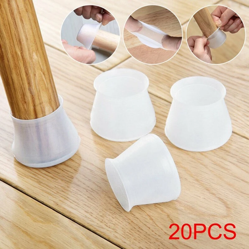 20Pcs Silicone Furniture Chair Legs Floor Protection Chair Cover Round Anti-slip Anti-noiseTable Feet Pad