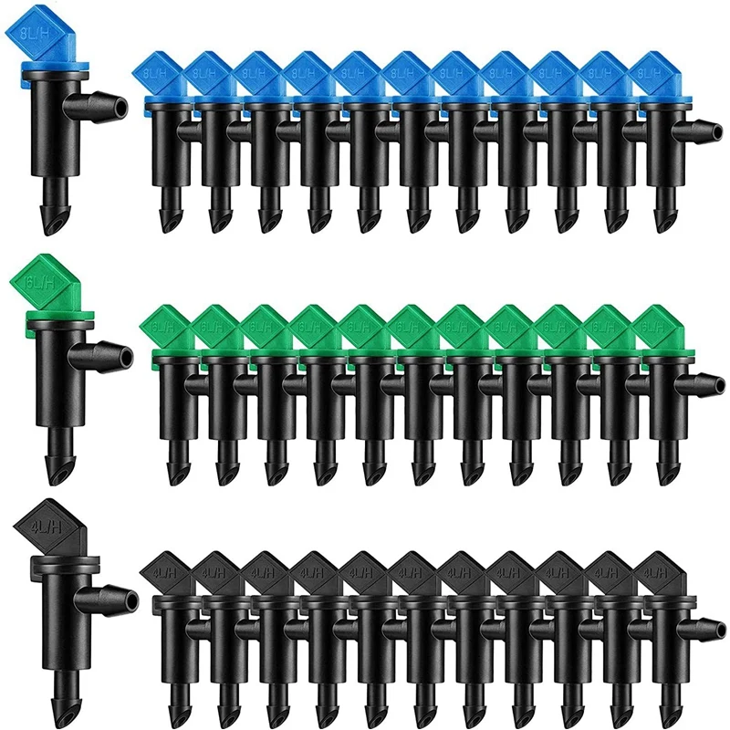 

90Pcs Drip Emitter,Garden Flag Irrigation Drippers In 3 Sizes,1 GPH, 2 GPH, 4 GPH Per Hour For Trees And Shrubs Watering