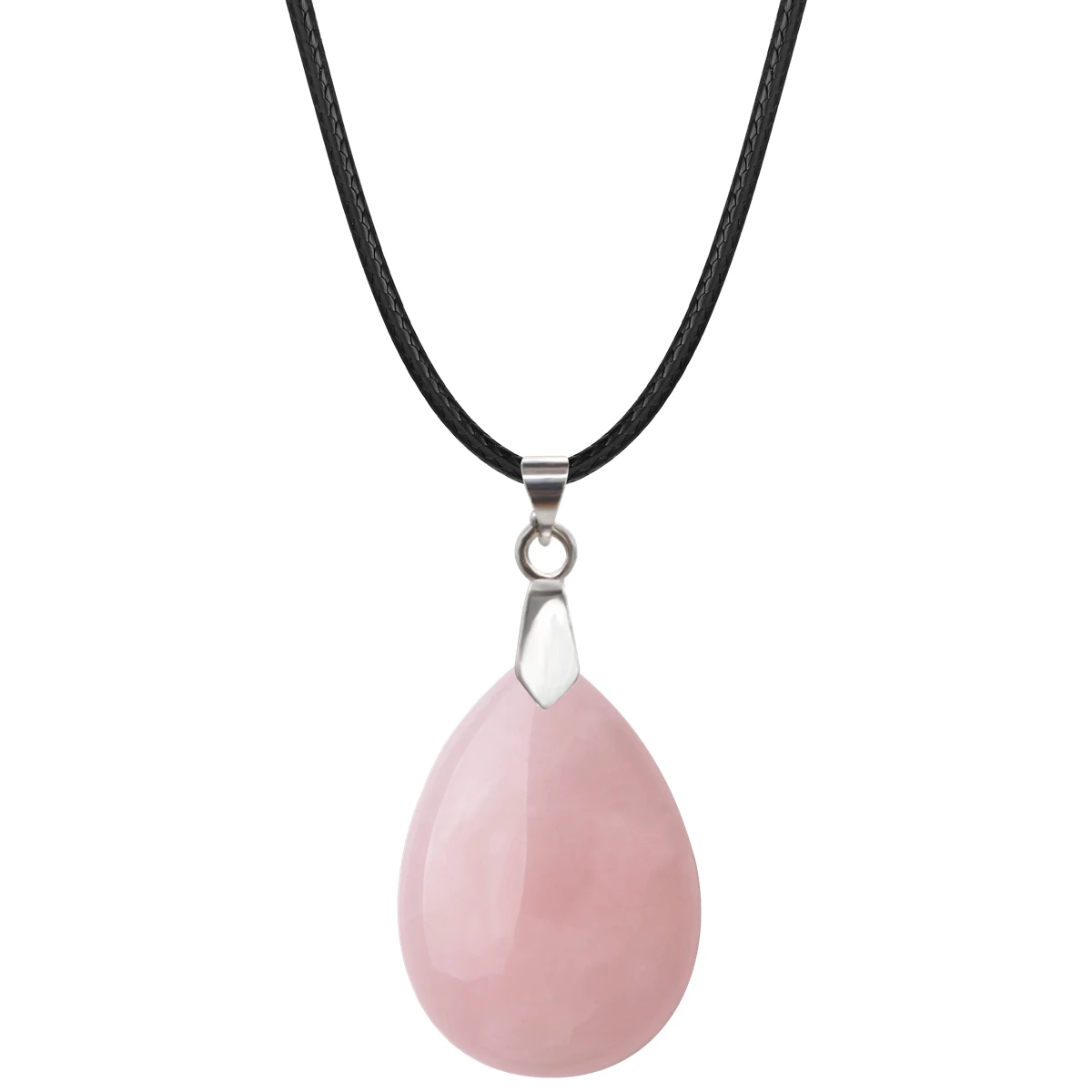 

6PCS Rose Quartz 25x35MM Teardrop Gemstone Pendant Necklace for Women Men Healing Chakra Crystal Spiritual Waterdrop Jewelry