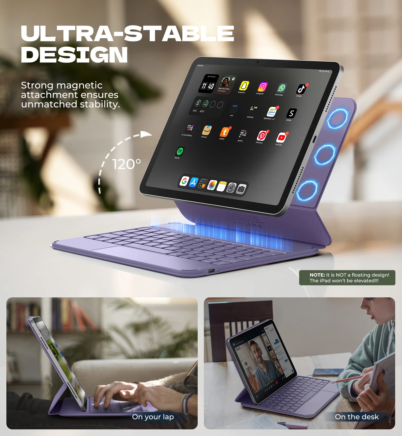 Фото Чехол-клавиатура для iPad Air 11 дюймов M4/M3/M2 и iPad Pro 11, iPad Air 5-го/4-го поколения с магнитной клавиатурой, трекпадом и подсветкой №2