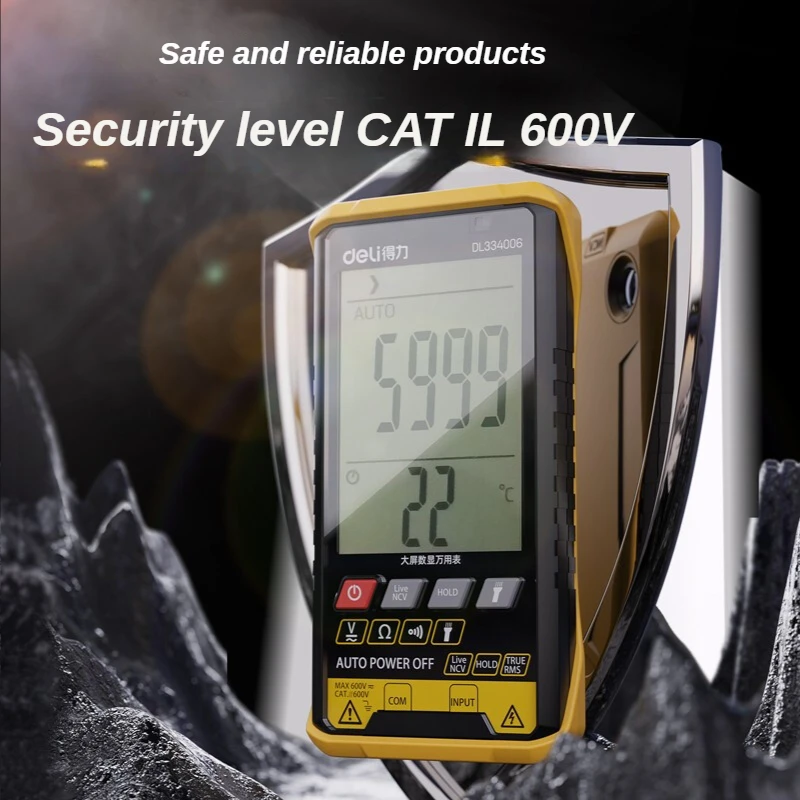 

Универсальный мультиметр DELI, тестер напряжения, конденсатор True RMS, 6000 отсчетов, стандартный тестер переменного/постоянного тока, Гц, Ом, Беск...