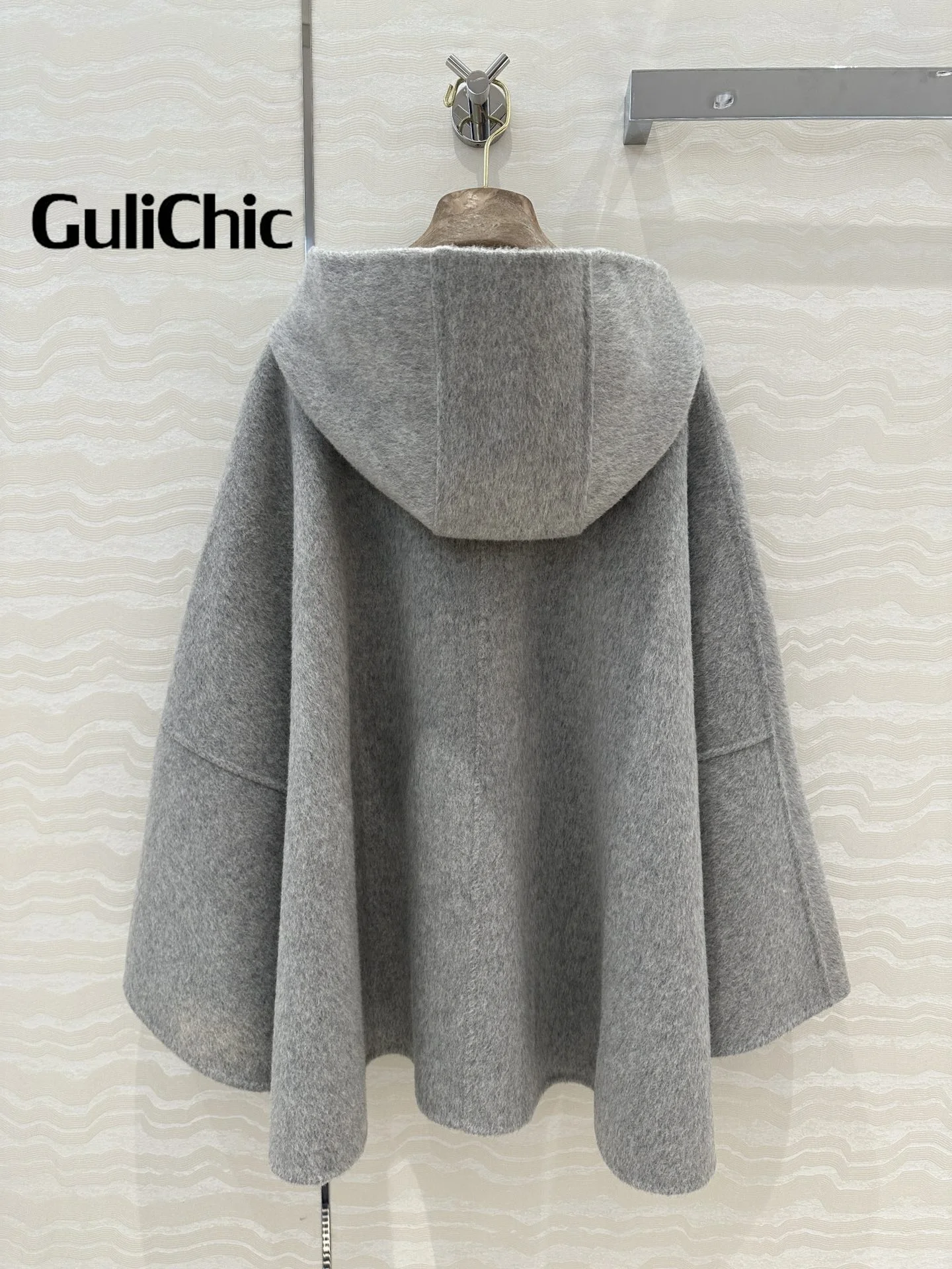 10 7 GuliChic Женская одежда элегантная кашемировая шерстяная свободная накидка с
