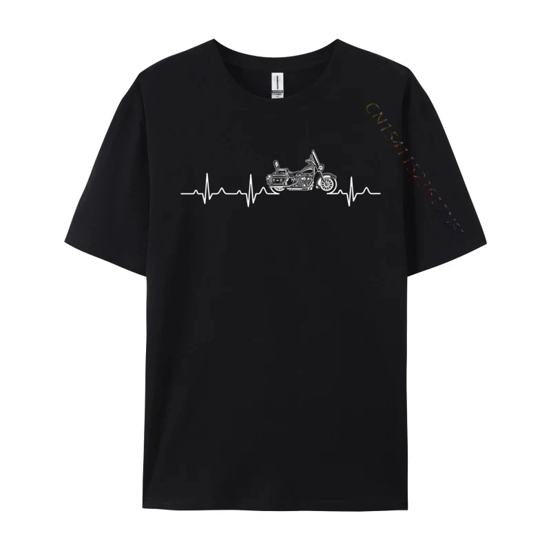 Motorcycle Heartbeat Motorbike Pulse Men Fitness Tight Funny Casual Tees Cotton Fabric T Shirts For Male Tops Shirt